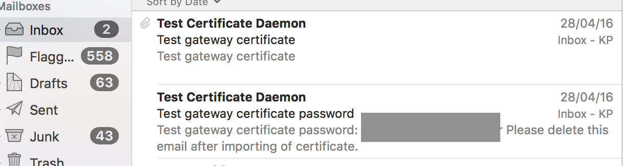 client certificate emails